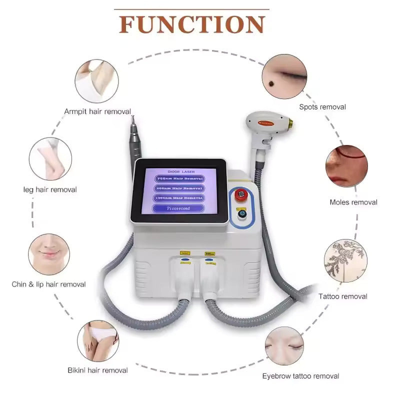 808nm Diode Laser Hair Removal &Picosecond Nd Yag Laser Tattoo Removal Machine