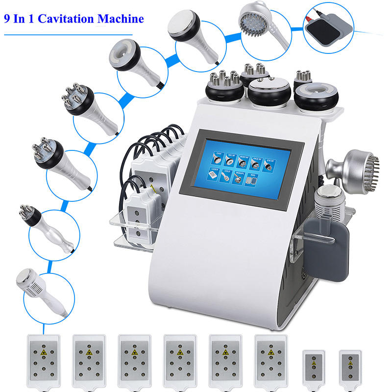 9 In 1 40K Ultrasonic Cavitation Machine Radio Frequency Skin Tightening Fat Loss Equipment
