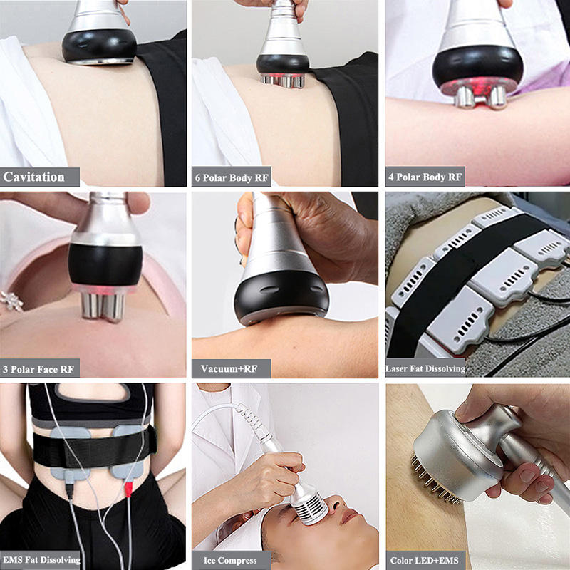 9 In 1 40K Ultrasonic Cavitation Machine Radio Frequency Skin Tightening Fat Loss Equipment