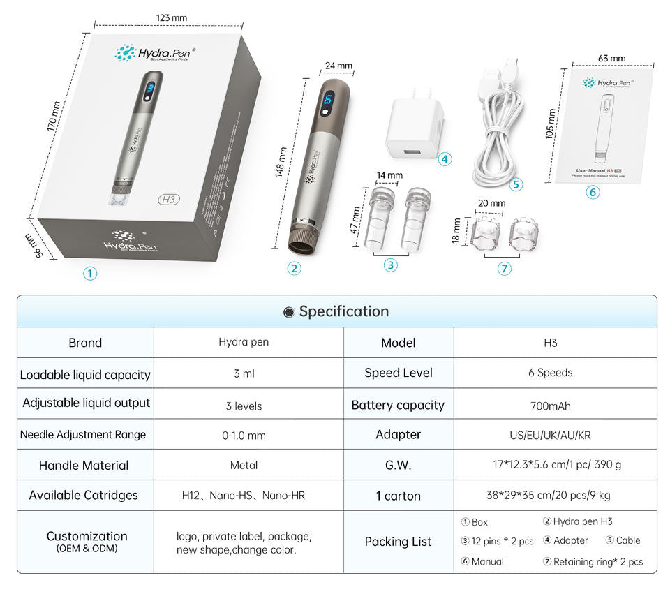 Professional Home Use Hydra Pen H3 Wireless Microneedling Pen Anti-aging wrinkle removal