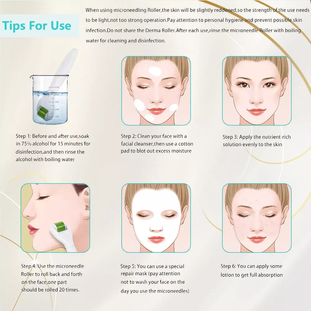 4 in 1 Titanium Needles Derma Roller for Face Body Massager & Hair Loss Treatment