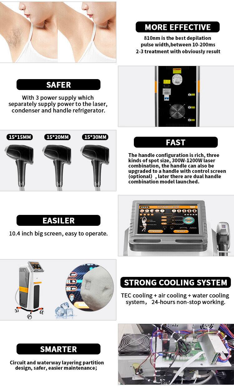 Painless 810nm Diode Laser Hair Removal Machine 810nm 755nm 1064nm Body Skin Rejuvenation
