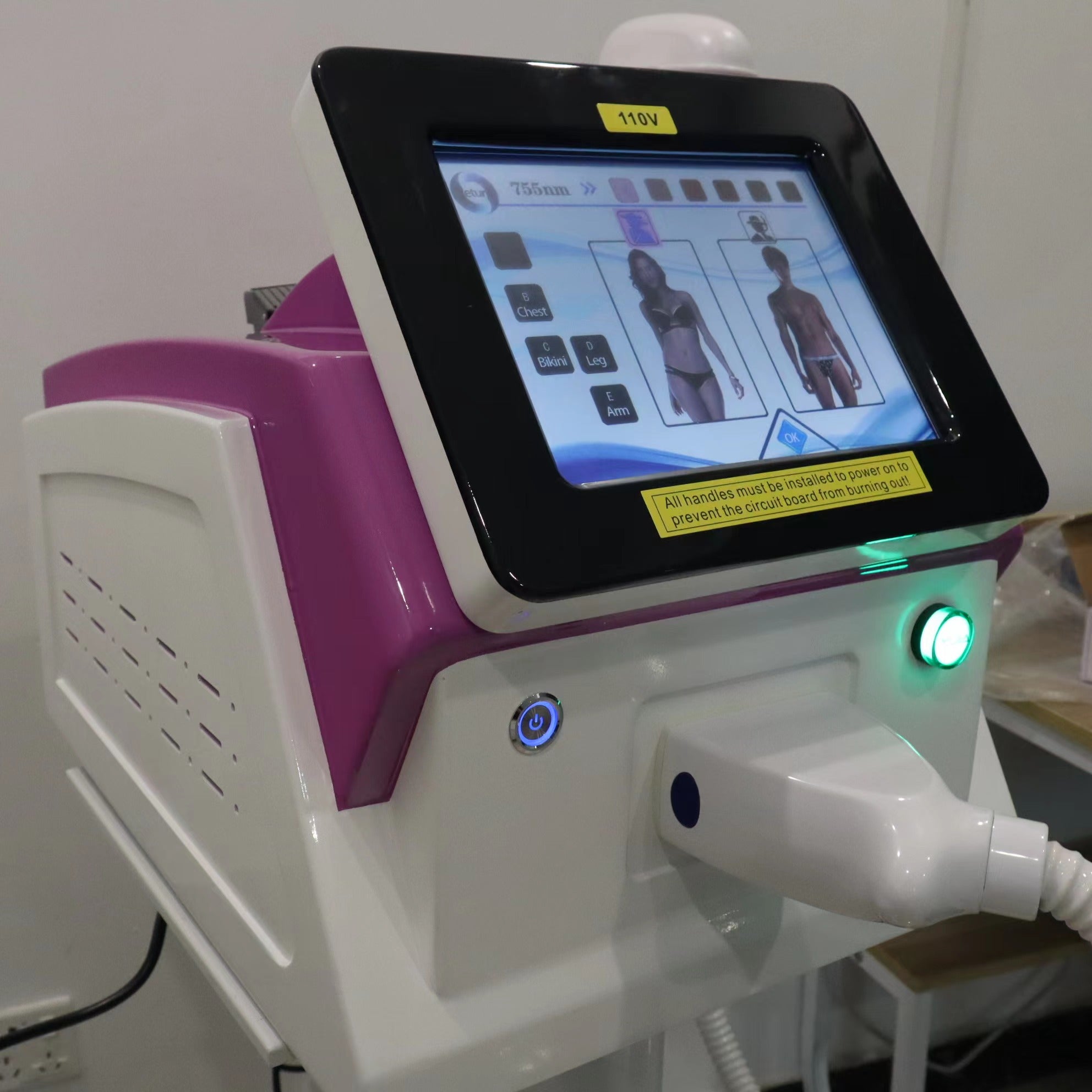 Diode Laser Hair Removal Machine 755nm 808nm 1064nm 3 Wavelength Cooling Head Epilator