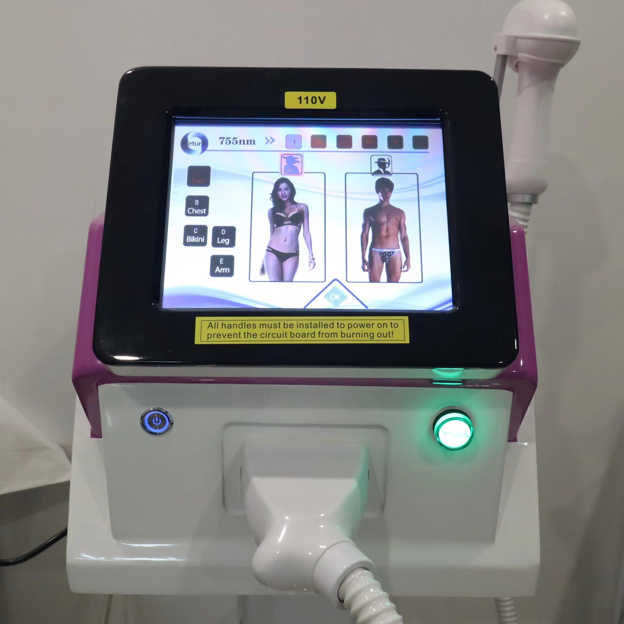 Diode Laser Hair Removal Machine 755nm 808nm 1064nm 3 Wavelength Cooling Head Epilator