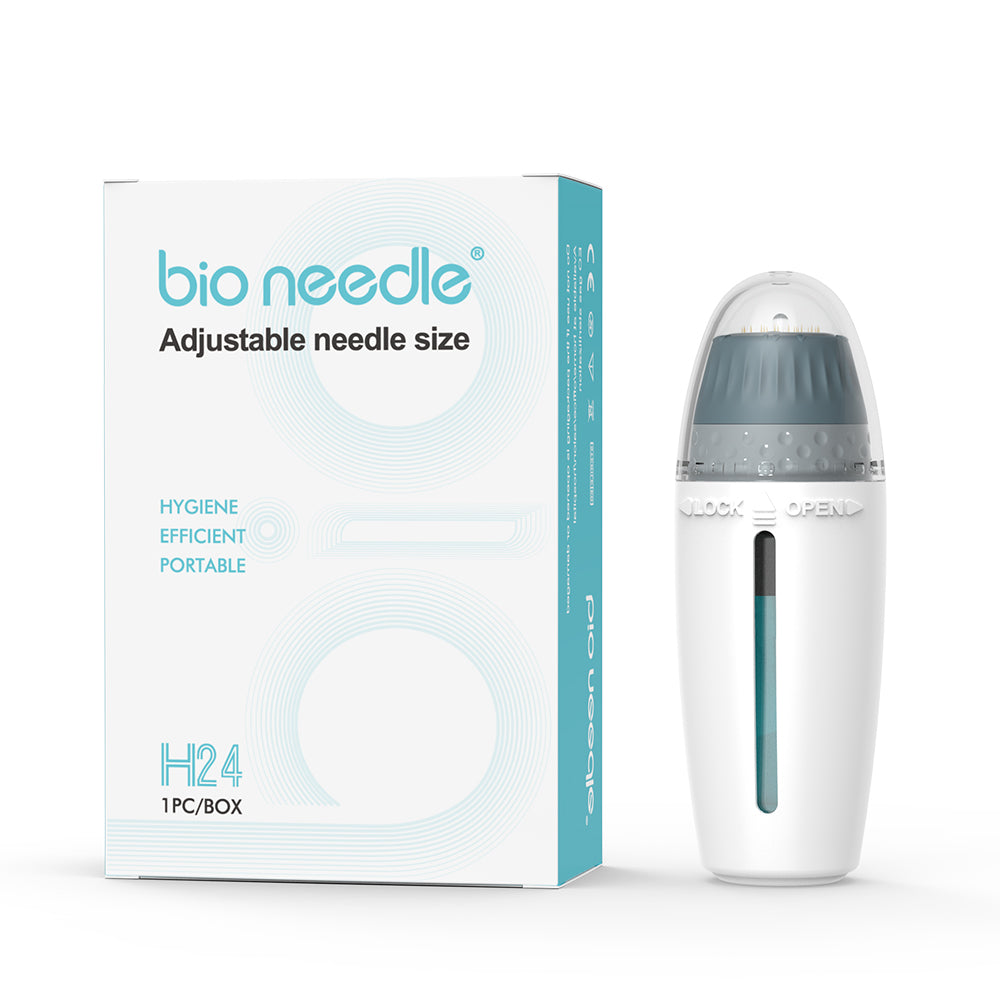Bio Needle 24 Pins Adjustable Length Titanium Microneedle Hyaluronic Acid Pen Stamp Serum Derma Needle