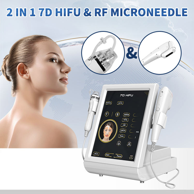 Portable Anti Aging Wrinkle Skin Firming 2 In 1 7D Hifu RF microneedling Machine