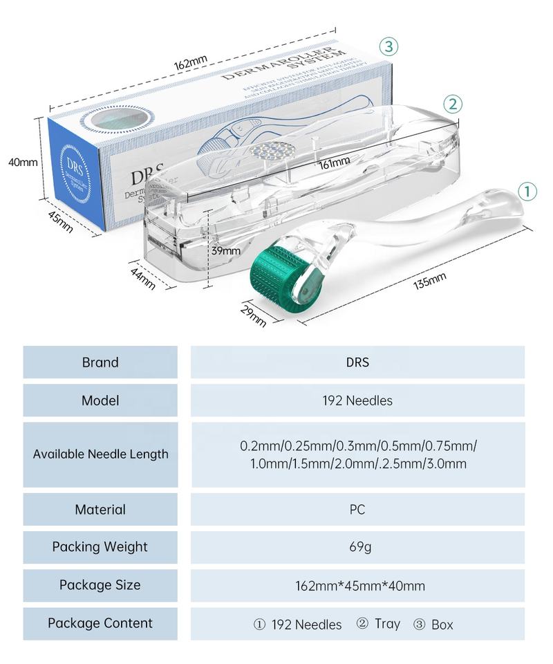 DRS 192 Micro Needles roller Titanium Derma Roller Mezoroller Skin Care Treatment