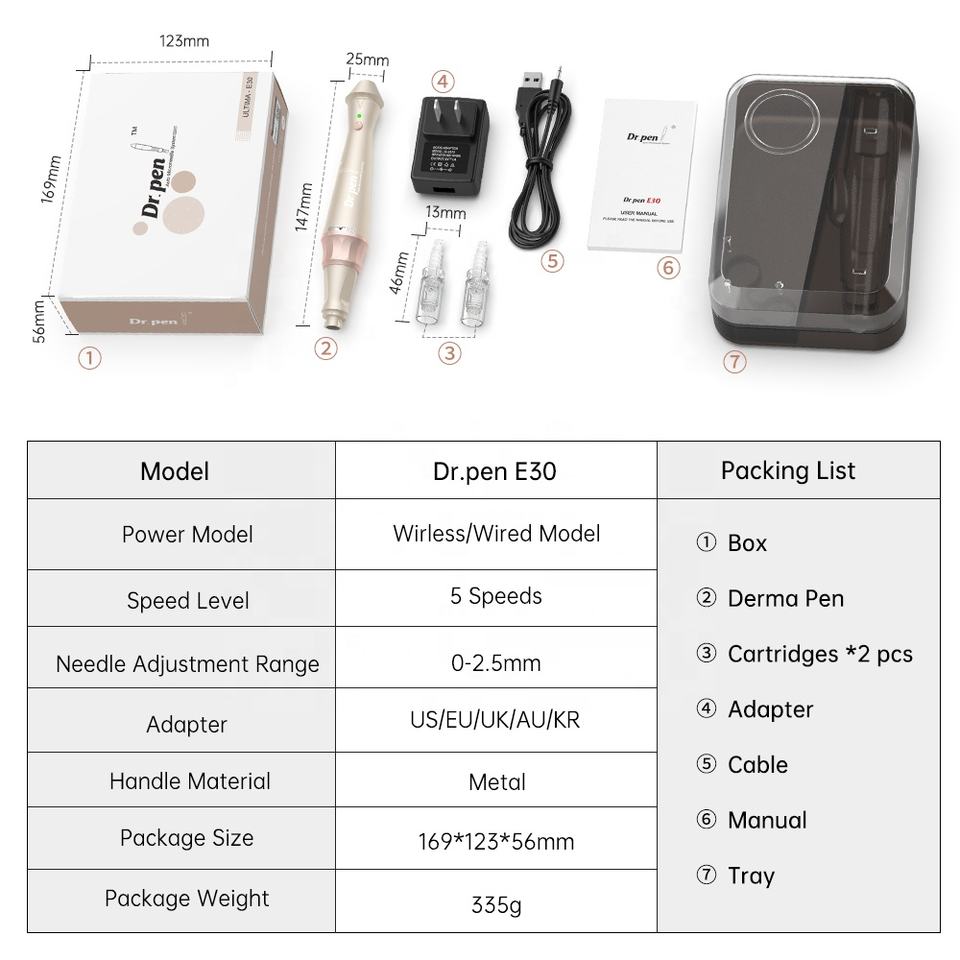 Electric Dermapen Rolling Skin care Treatment Dr Pen E30 with 2pcs Micro needle Derma Pen